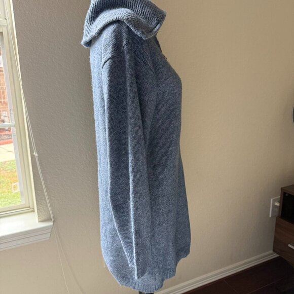 NWT All in Favor Sweater Dress gray-blue, high collar with zipper, size XS - Picture 5 of 16